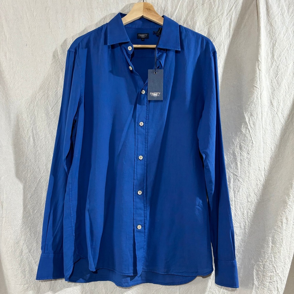 Faherty Reserve GD Lightweight Cotton Shirt Coastal Shores Blue Mens M NWT